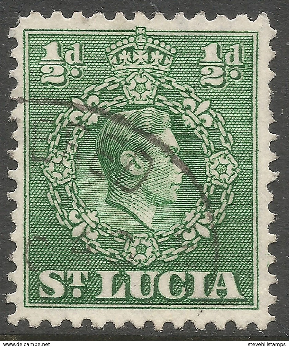 St Lucia. 1938-48 KGVI. ½d Used. P12½ SG 128a - St.Lucia (...-1978)