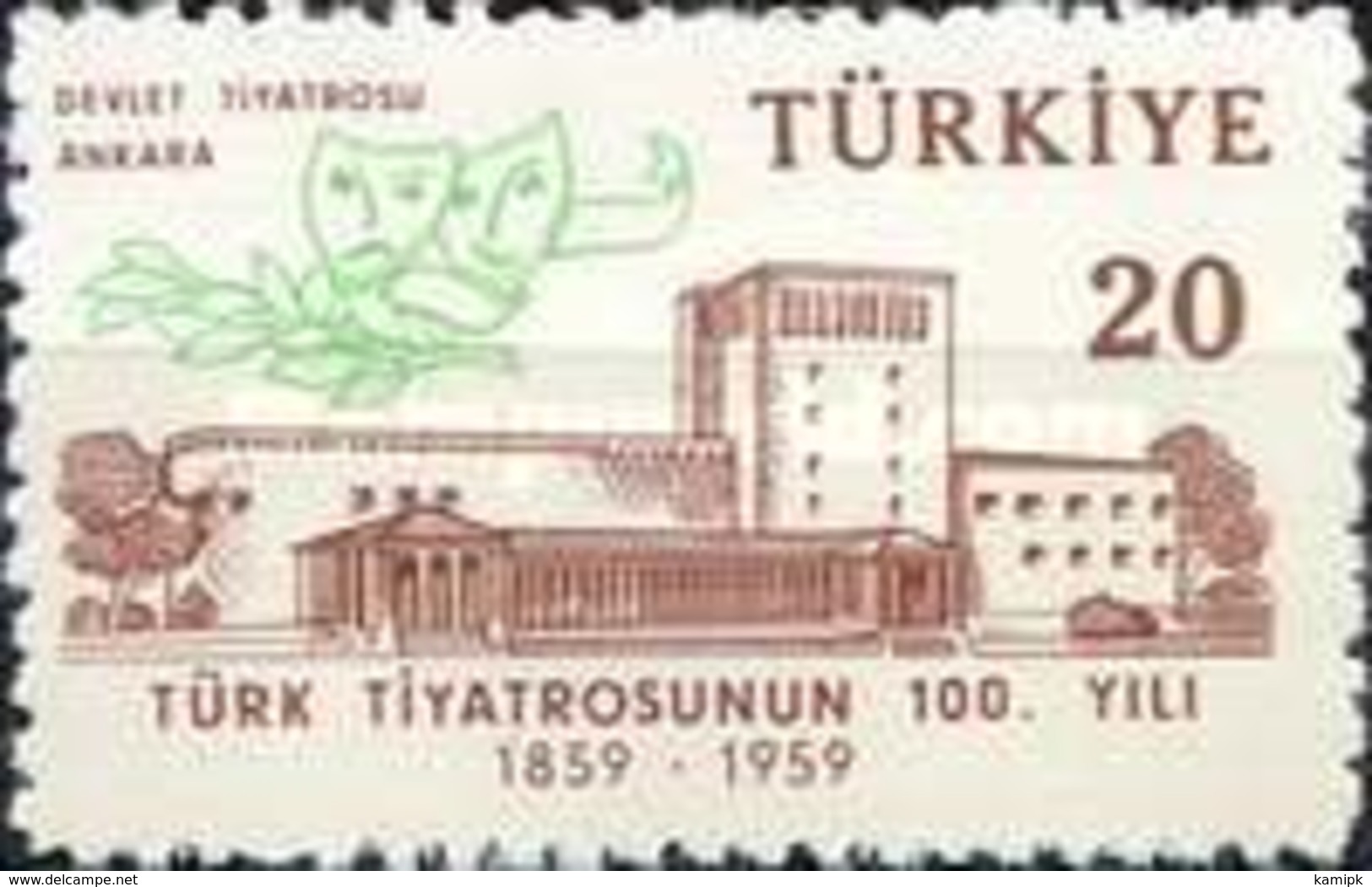 MH STAMPS Turkey - The 100th Anniversary Of Turkish Theatre   -1959 - Unused Stamps