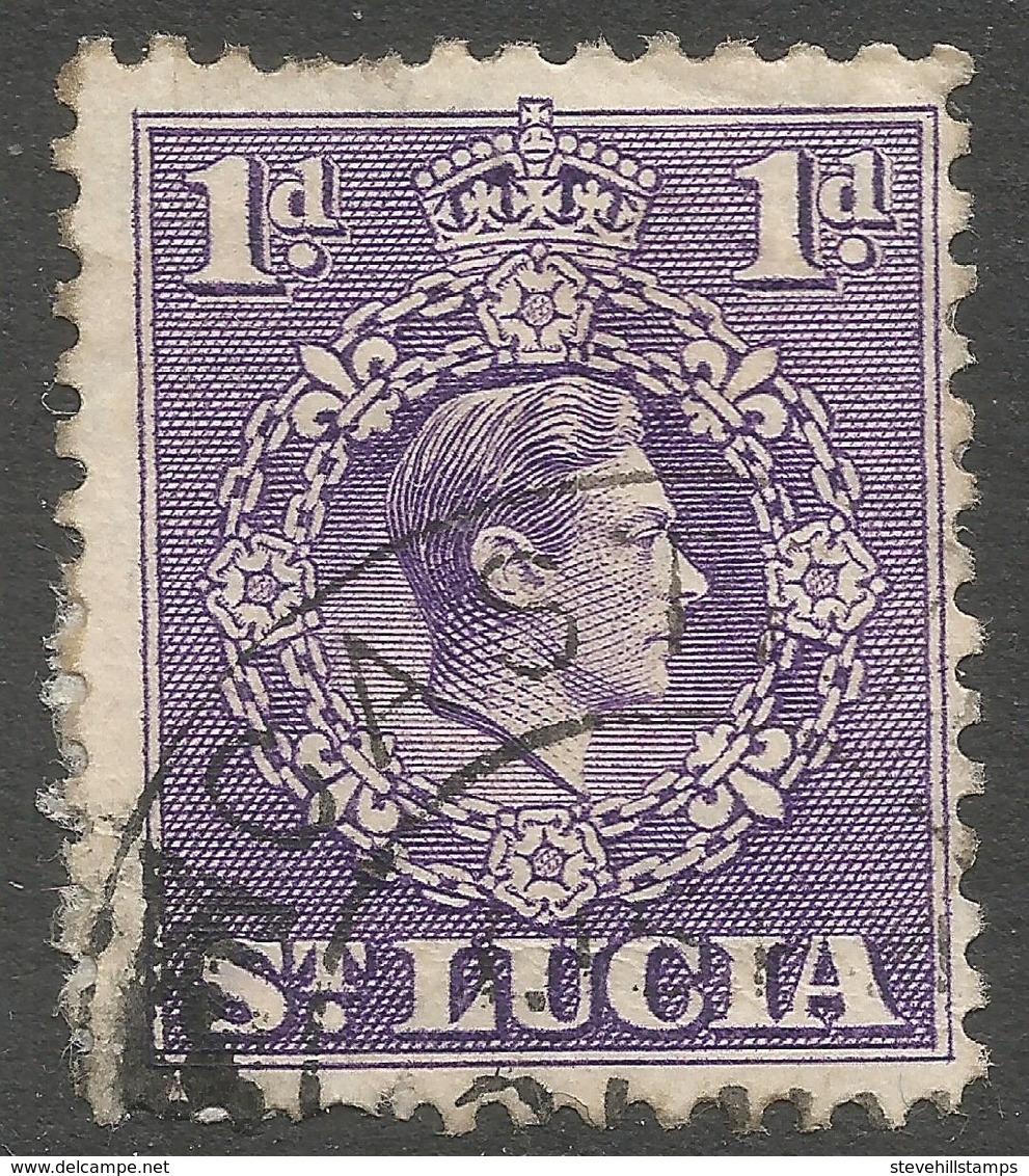 St Lucia. 1938-48 KGVI. 1d Used. P12½ SG 129a - St.Lucia (...-1978)