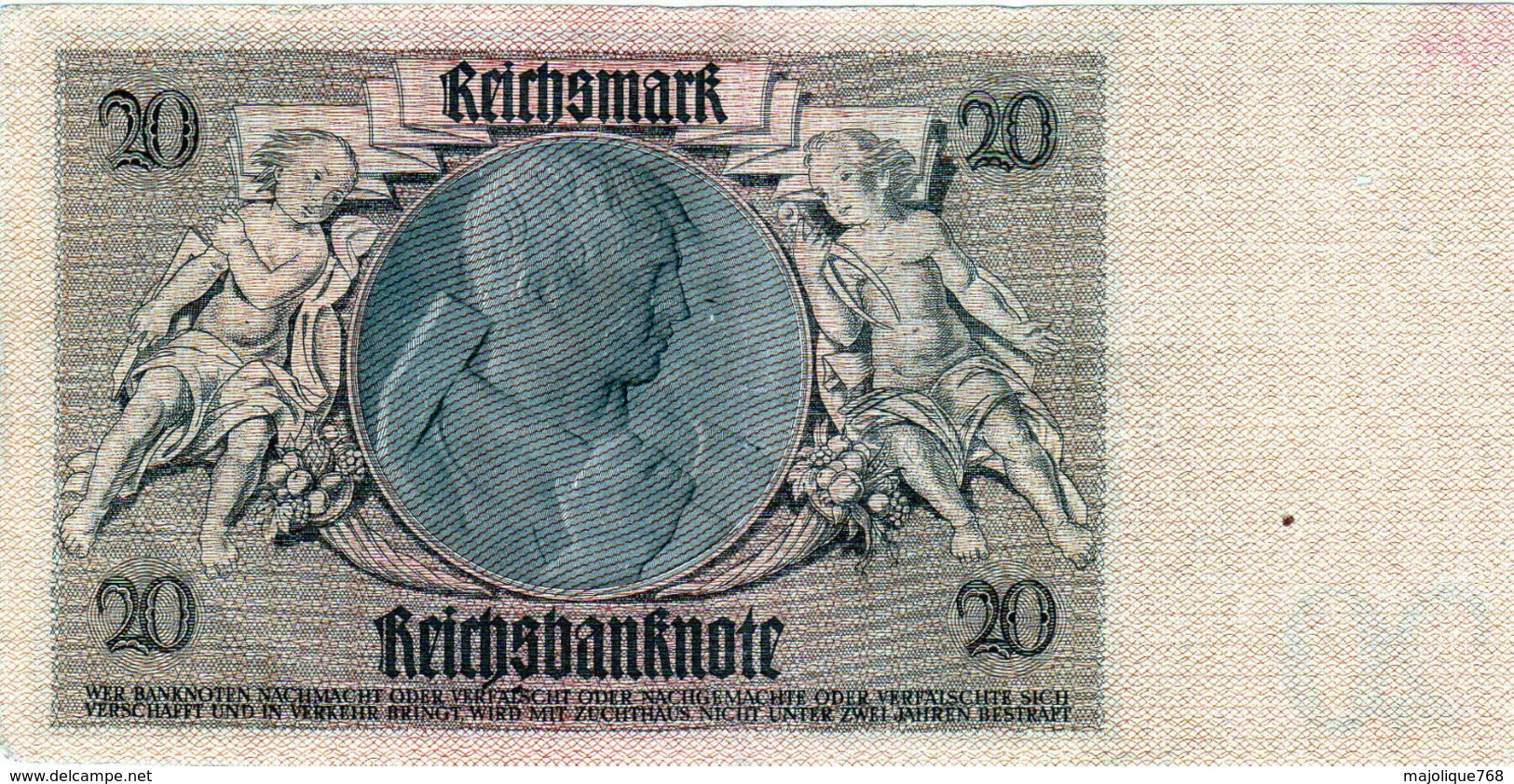 Billet Allemand De 20 Mark Du 22-1- 1929- Ornement De Filigrane(de Ligne De Flottaison)-(1945)-A. N°04379550 - En T B - - 20 Mark