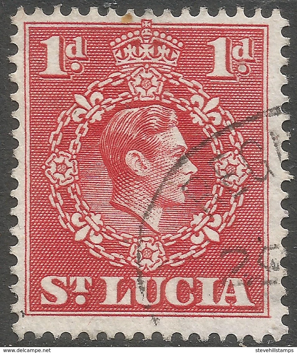 St Lucia. 1938-48 KGVI. 1d Used. P14½X14 SG 129c - St.Lucia (...-1978)