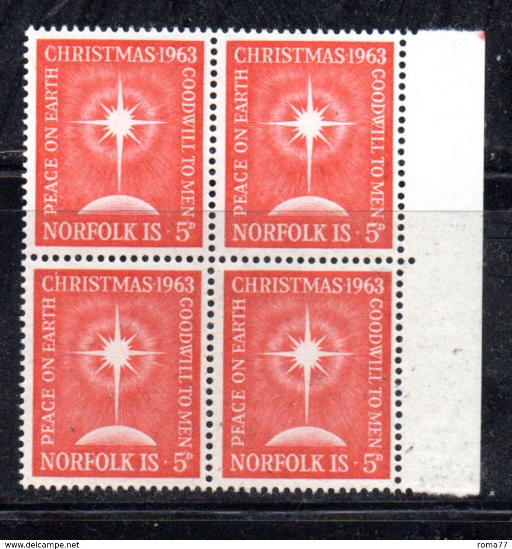 QUS - NORFOLK 1963, La Serie Natale N. 51  In Fresca Quartina *** (2380A) - Isola Norfolk