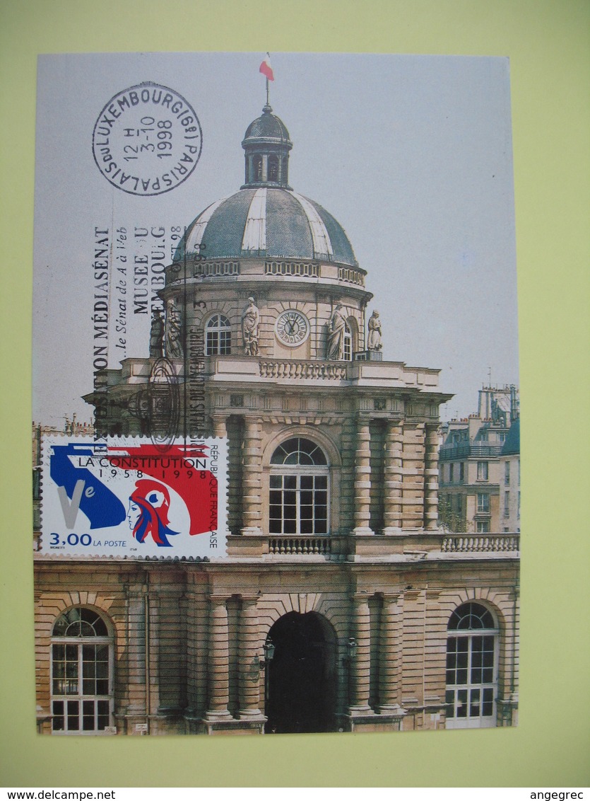 Carte 1998  Exposition Média Sénat  N° 3195 - Cachet Palais Du Luxembourg La Constitution De La V è République - Expositions