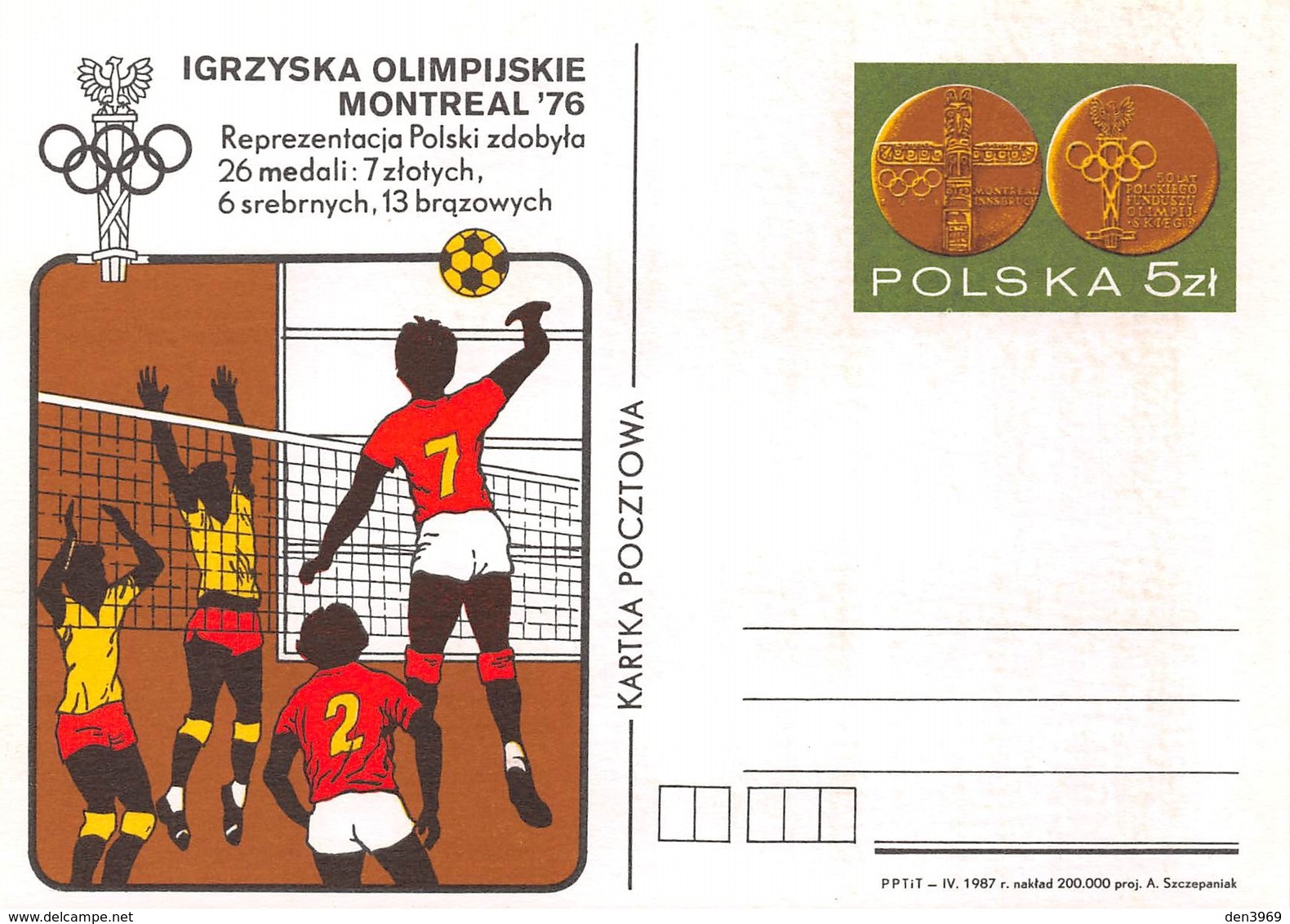 Pologne - Polska - Equipe De Volley-ball Médaille D'or Aux Jeux Olympiques De Montréal En 1976 - Volleyball