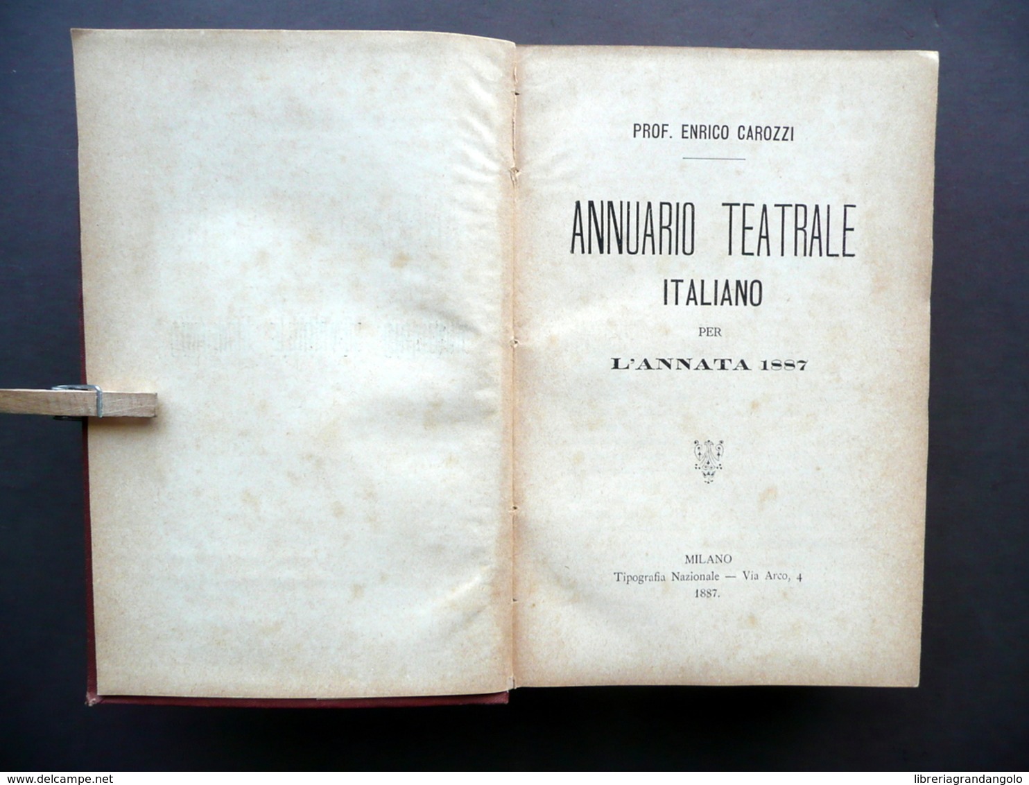 Annuario Teatrale Italiano Annata 1887 Enrico Carozzi Tip. Nazionale Milano Raro - Unclassified