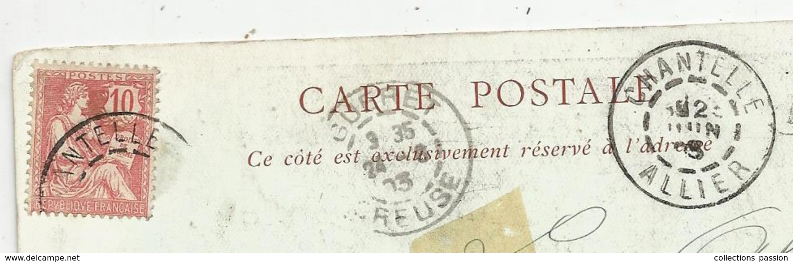 Sur Carte Postale , CHANTELLE , ALLIER ,1903 , La Toilette De Gala , 3 Scans - 1877-1920: Periodo Semi Moderno