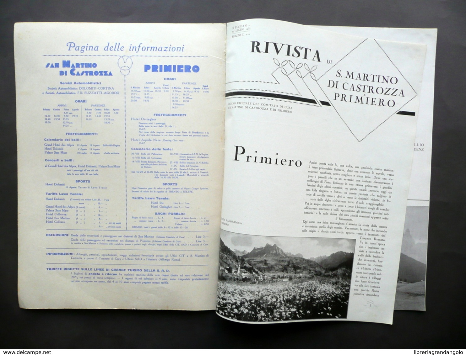 Rivista Di San Martino Di Castrozza E Primiero N. 2 Luglio 1932 Turismo Dolomiti - Non Classificati