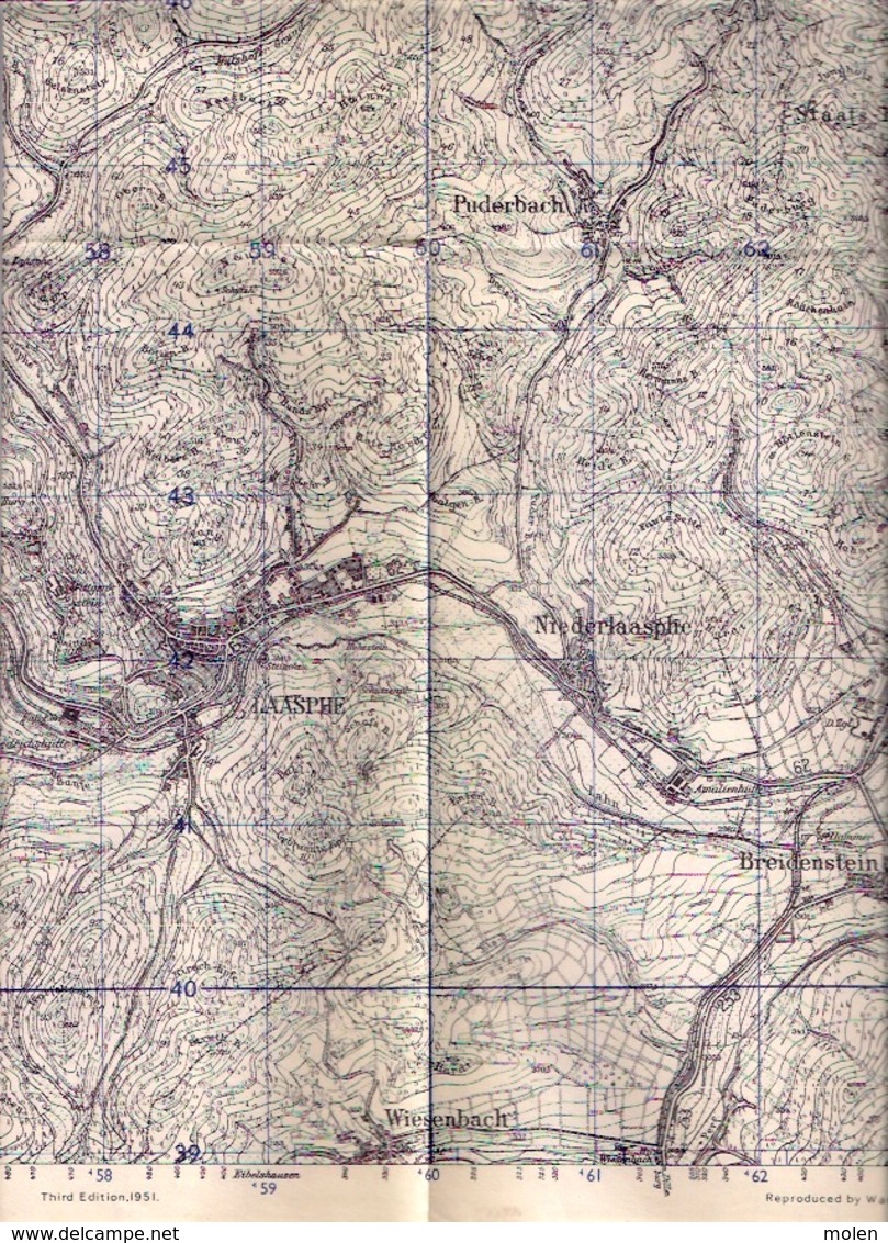 GB WAR OFFICE KARTE 1/25.000 BAD LAASPHE ©1944 SAßMANNSHAUSEN PUDERBACH BREIDENSTEIN LAHN WALLAU BANFE WEIDENHAUSEN S477