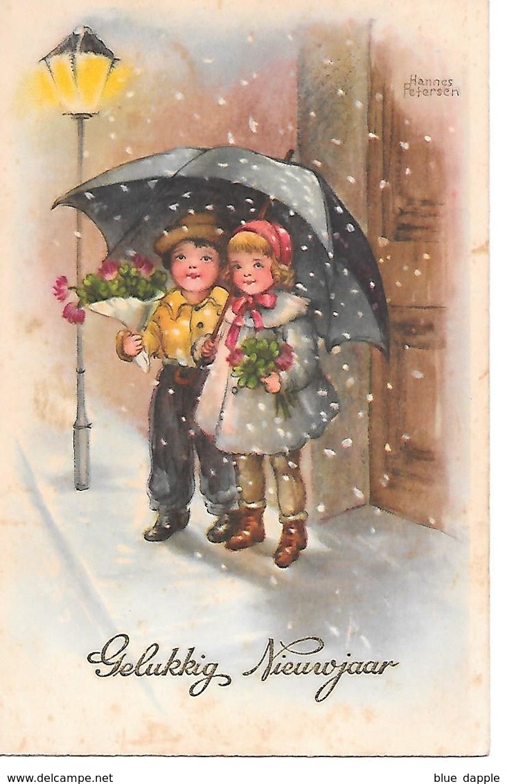 Illustrator - Hannes Petersen - Children With Umbrella, Kinder Mit Regenschirm, Enfants Avec Parapluie - Petersen, Hannes