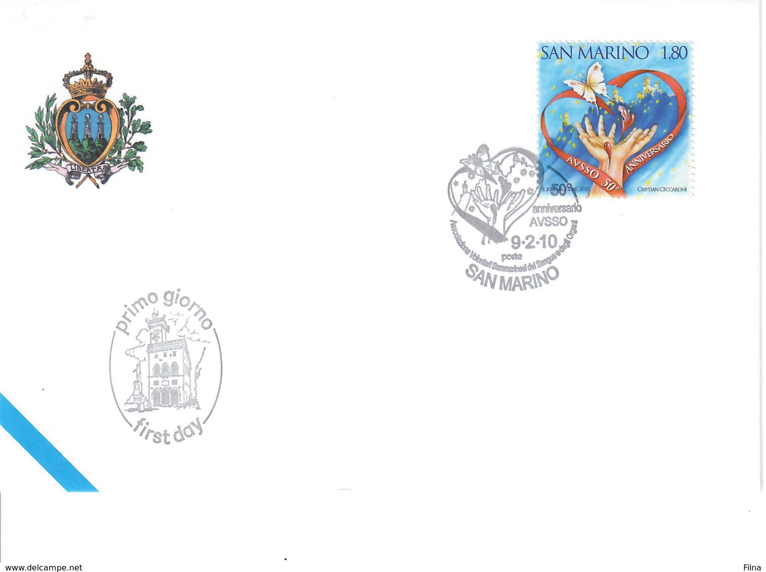 SAN MARINO 2010 - 50° AVSSO - FDC - Used Stamps