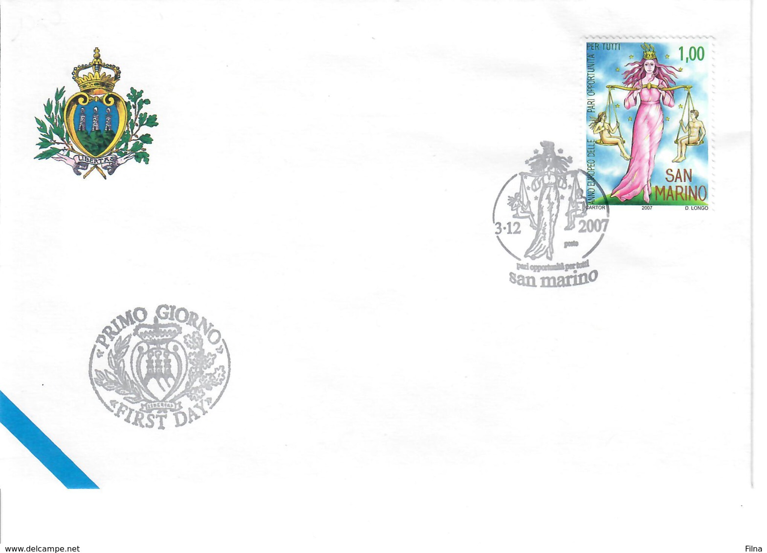 SAN MARINO 2010 - PARI OPPORTUNITA' - FDC - Used Stamps