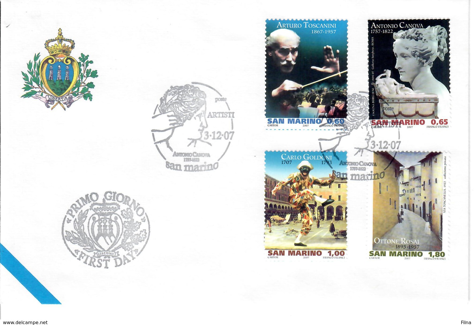 SAN MARINO 2007 - PERSONAGGI FAMOSI - FDC - Gebruikt