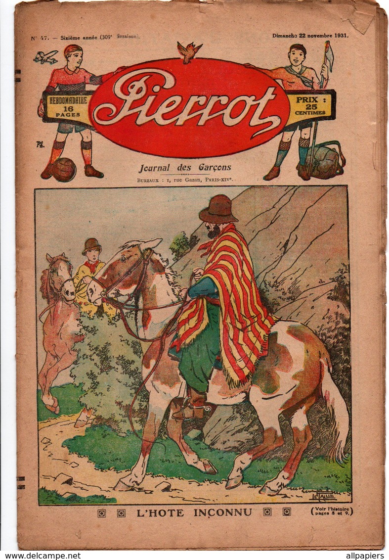 Pierrot N°47 L'hôte Inconnu - Parlons D'aviation Mâts D'amarrage Pour Dirigeables - Pierrot Sportif Le Hockey De 1931 - Pierrot