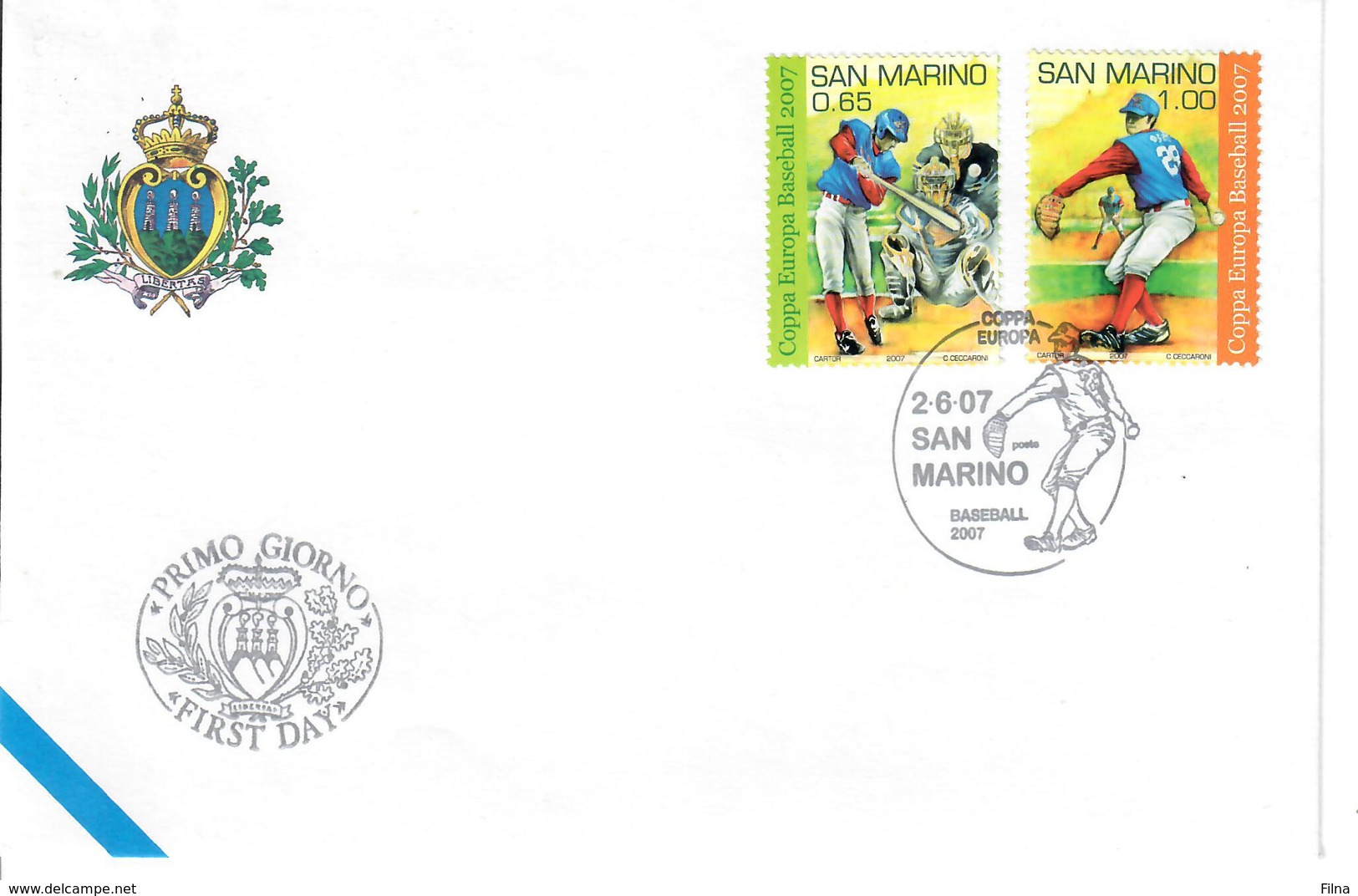 SAN MARINO 2007 - SPORT BASEBALL  - FDC - Gebruikt