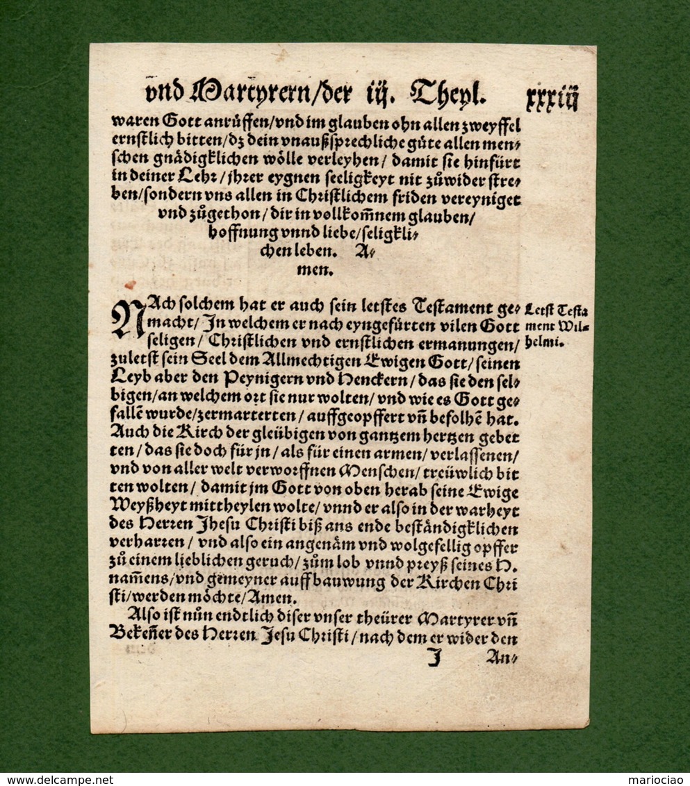 D-DE Martin Luthers Protestantische Reformation - Tod Hinrichtungen ORIGINAL 1557 Ludwig Rabus #A - Stampe & Incisioni