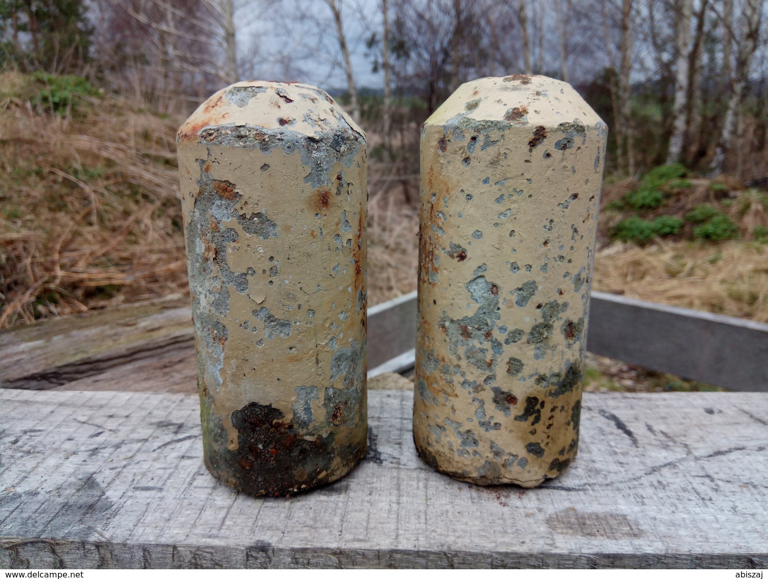 WWII LOT 2x German Stockmine M43 Beton Concrete Mine (Neutralisé) - Armes Neutralisées