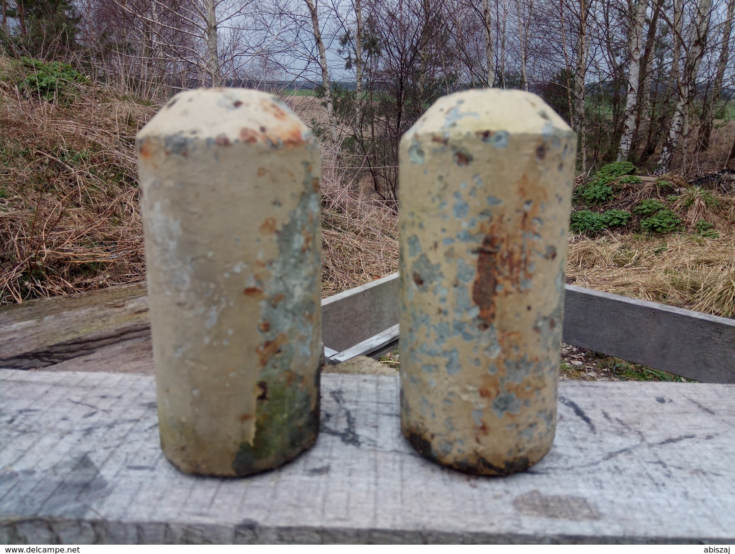 WWII LOT 2x German Stockmine M43 Beton Concrete Mine (Neutralisé) - Armes Neutralisées