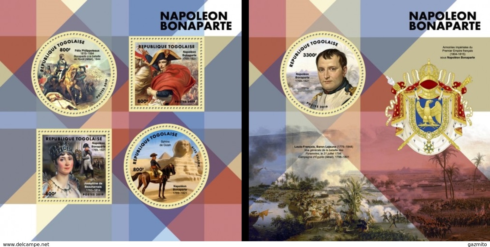 Togo 2019, Napoleon, Horse, Art, 4val In BF+BF - Napoleon