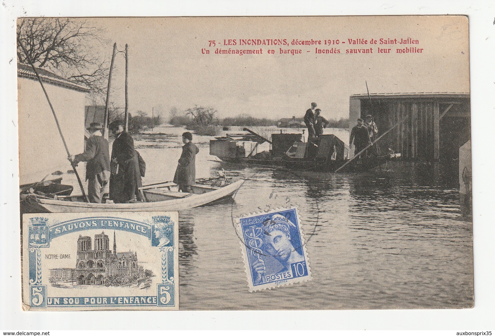 VALLEE SE SAINT JULIEN - INONDATIONS DECEMBRE 1910 - DEMENAGEMENT EN BARQUE - 44 - Saint Julien De Vouvantes