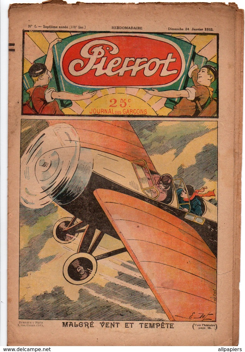 Pierrot N°4 Malgré Vent Et Tempête - La Catapulte Allemande Heinkel - Le Secret De Barn Le Trappeur De 1932 - Pierrot
