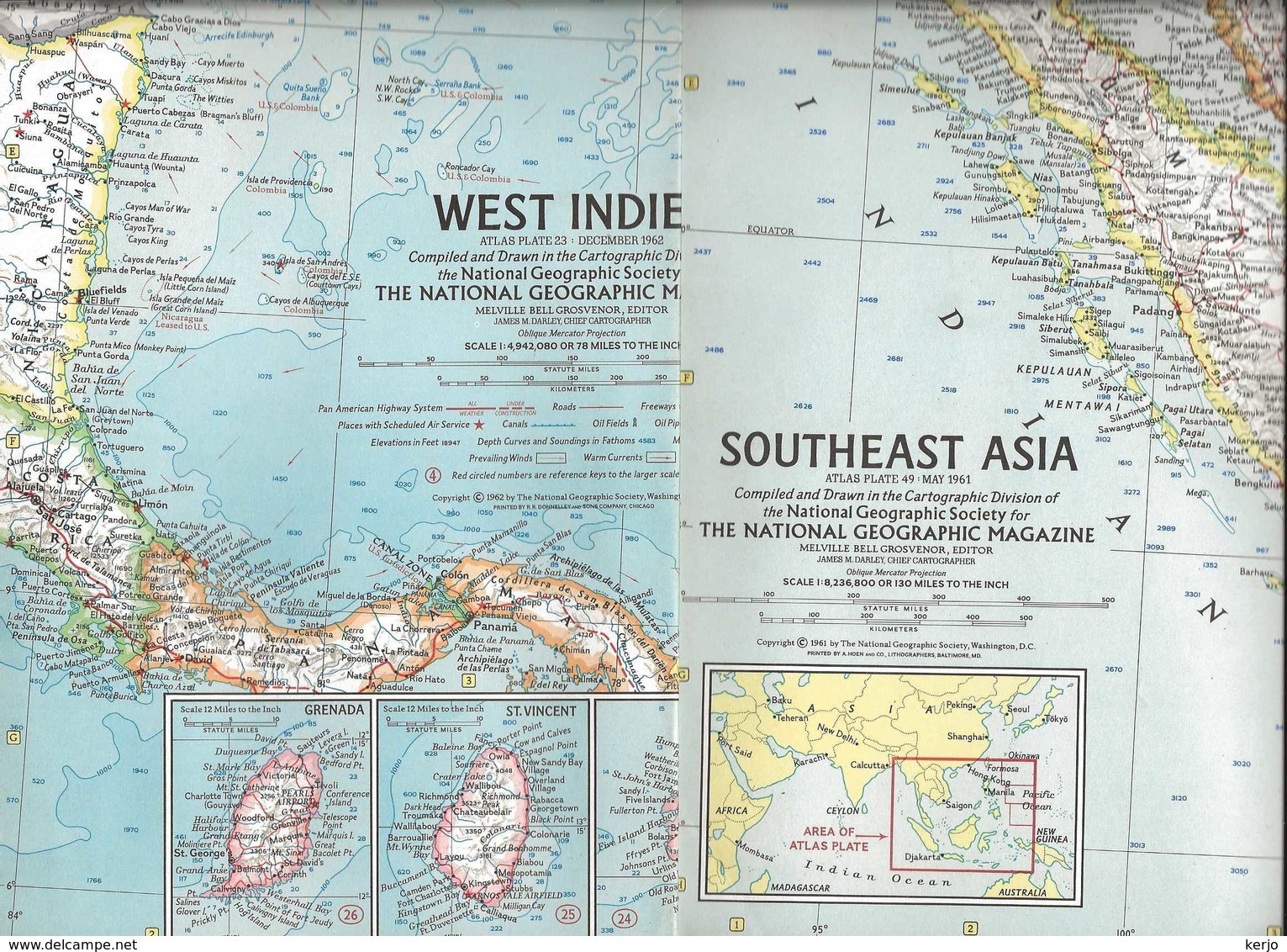 30 Oude Landkaarten Uit 1962 Van De Gehele Wereld - Cartes Géographiques