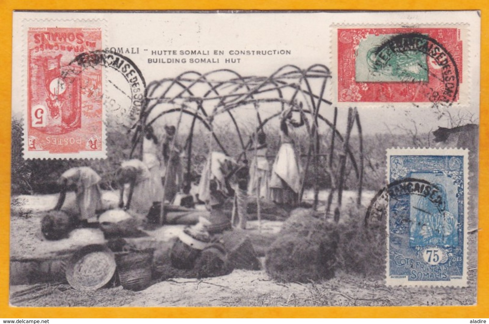 1928 - CP De Djibouti, Côte Française Des Somalis Vers Zurich, Suisse - Affranchissement Tricolore 90 C - Hutte Somali - Lettres & Documents