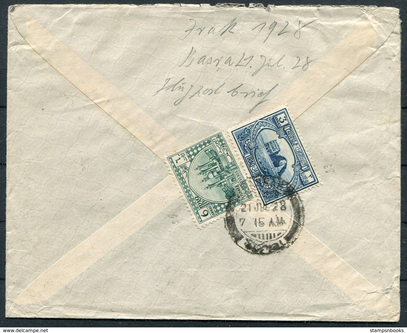 1928 Iraq Basra Airmail Cover - Amsterdam Holland - Irak