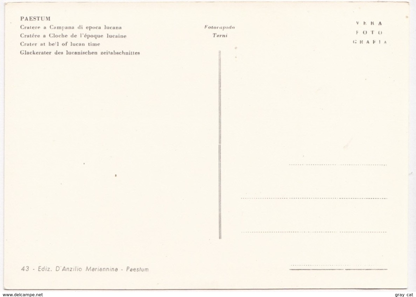 PAESTUM, Crater At Bell Of Lucan Time, Unused Postcard [23119] - Salerno