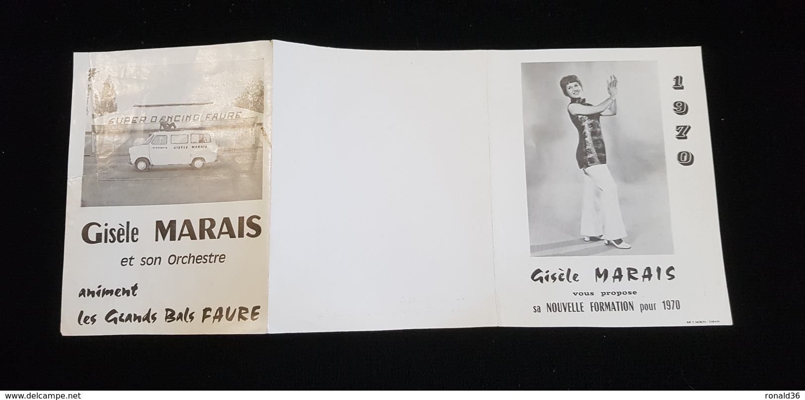 Calendrier 1970 PUB Dépliant Publicitaire Gisèle MARAIS Chanteuse Orchestre Lionel LESUIRE LA ROCHE CLERMAULT 37 CHINON - Petit Format : 1961-70