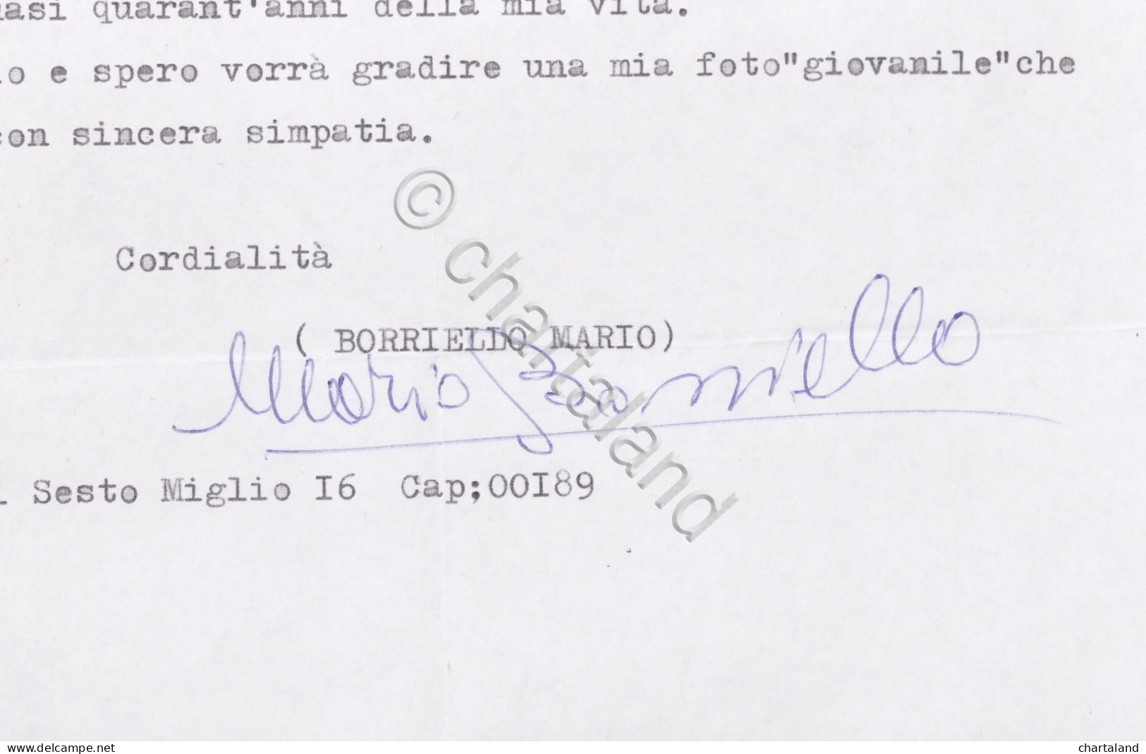 Musica Lirica - Lettera Con Autografo Del Baritono Mario Borriello - 1980 - Altri & Non Classificati