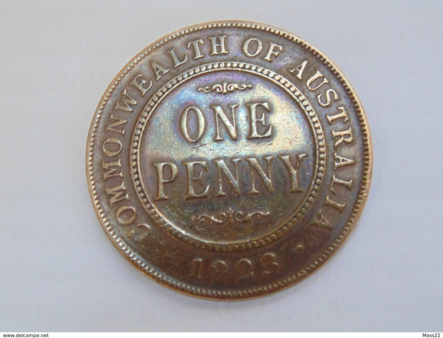 Australian 1 penny 1923, King George V, Specimen or Proof-like Coin with Cracked Die