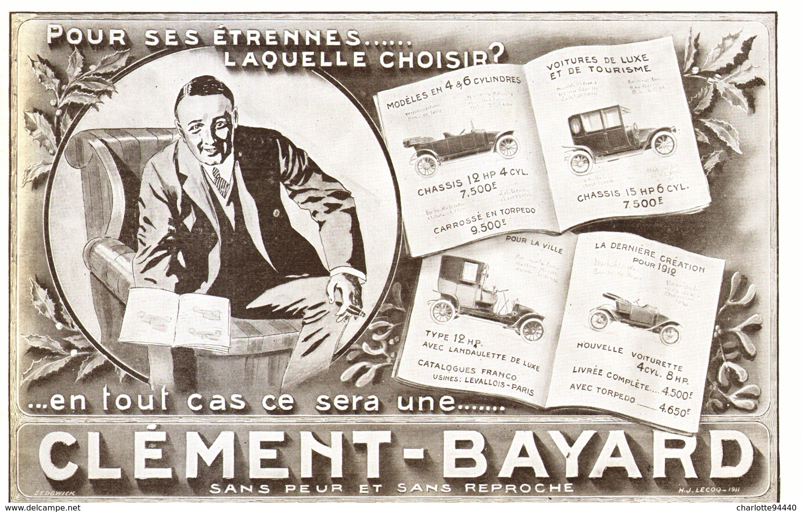 PUB  VEHICULES   " CLEMENT-BAYARD "  1911 ( 1 ) - Autres & Non Classés