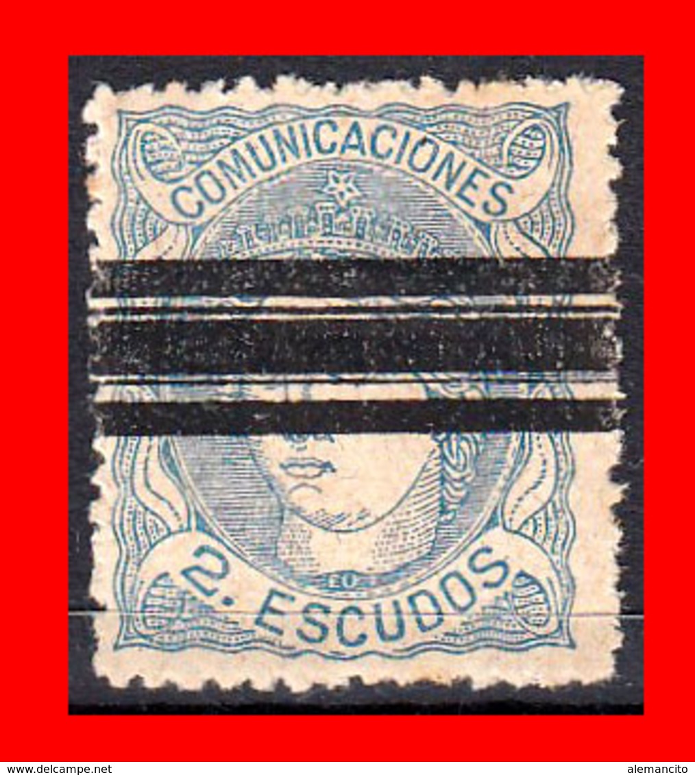 ESPAÑA SELLO 2 ESCUDOS. ALEGORIA DE ESPAÑA. AÑO 1870. BARRADO - Used Stamps