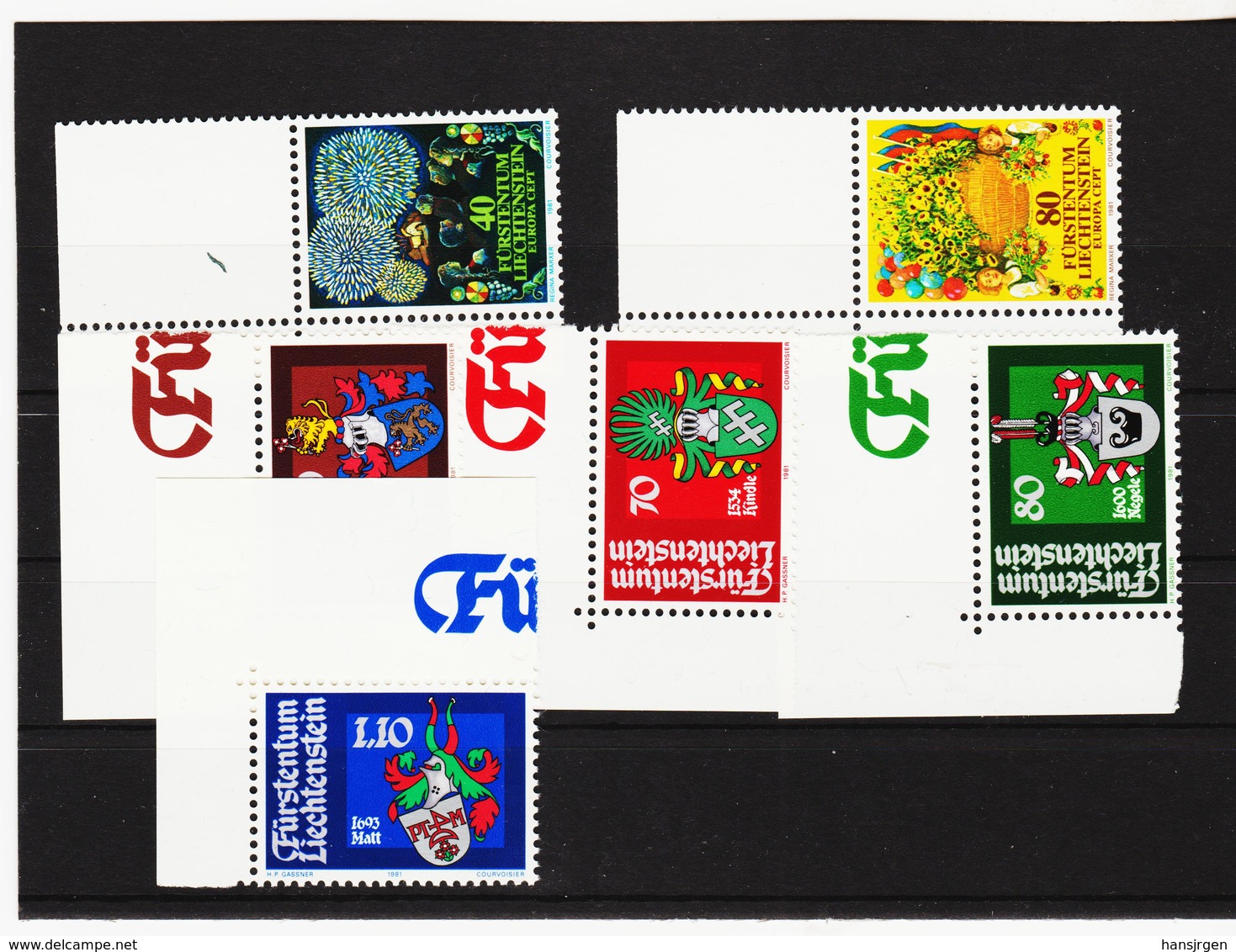 FOX623 LIECHTENSTEIN 1981 Michl 764/69 ECKRAND ** Postfrisch SIEHE ABBILDUNG - Ungebraucht