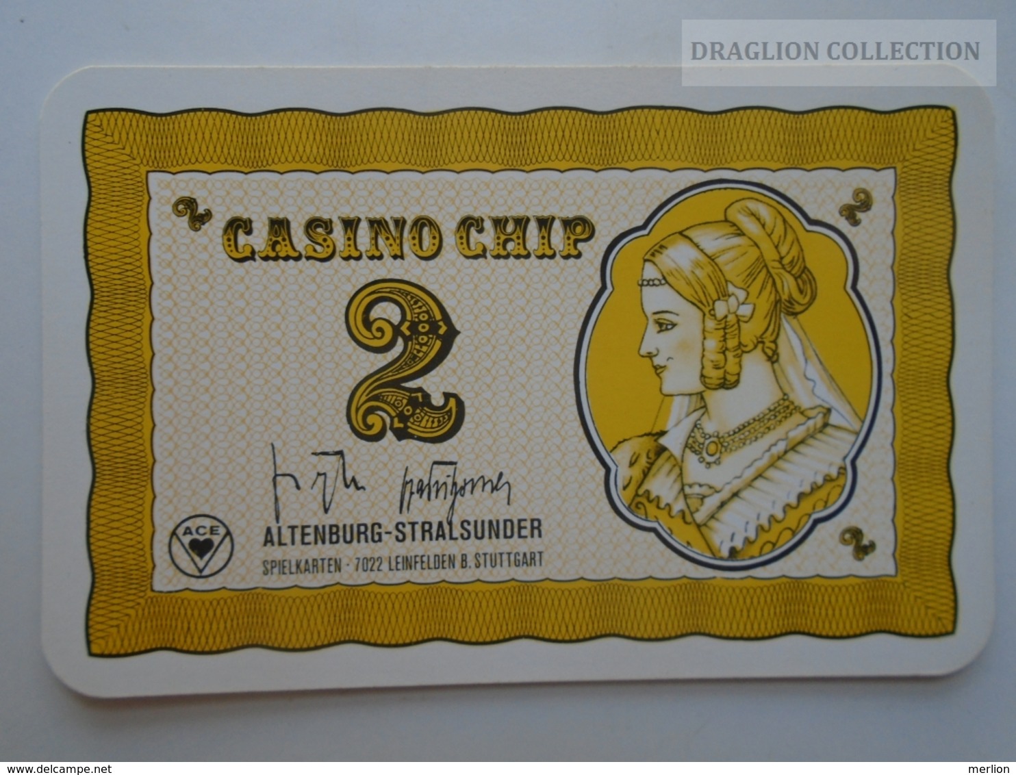 D163022  Altenburg-Stralsunder - Casino Chip  2 - Sample Playing Card (both Sides Same Printing) - Casinokarten