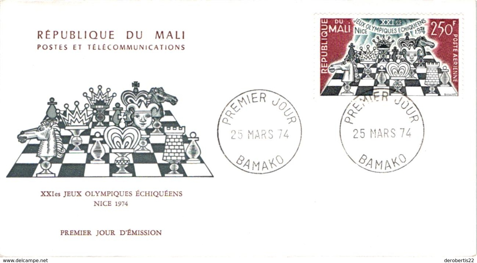 Chess Schach Echecs Ajedrez - Mali. Bamako 1974 - 21st Chess Olympiad - FDC CKM 439e - Chess