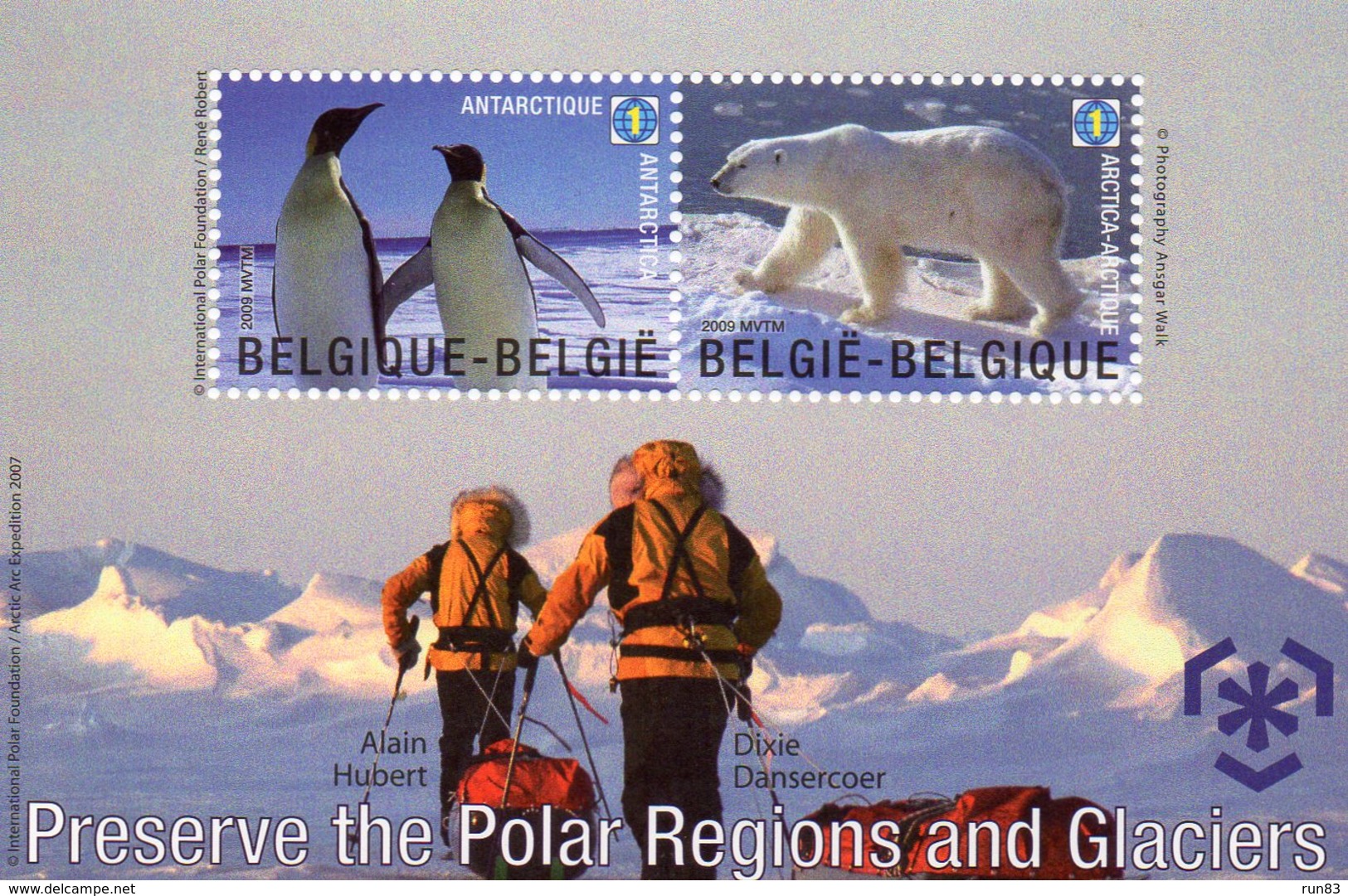 BELGIQUE 2009 / Magnifique Bloc De 2 Valeurs Dentelées " Préservation Des Zones Polaires " - Préservation Des Régions Polaires & Glaciers