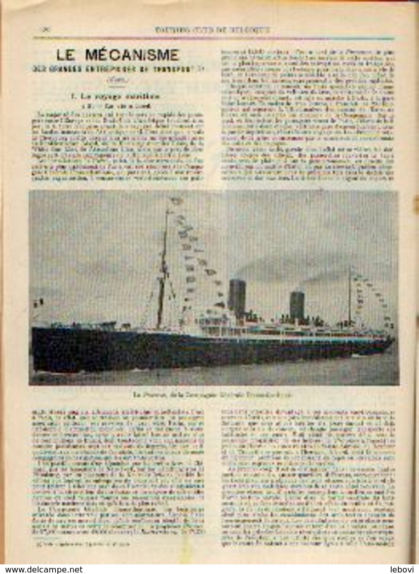 « Le Voyage Maritime – La Vie à Bord » Partie Complète D’un Article Extrait Du « Bulletin Du Touring Club ----> - Andere & Zonder Classificatie