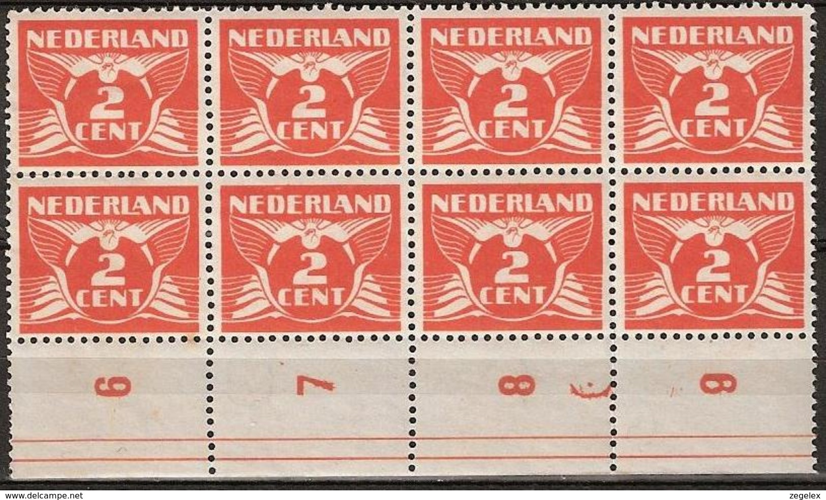 1926 Vliegende Duif 2 Ct Veldeel Met Rand En Drukmarkering NVPH 173 MNH/** Postfris - Unused Stamps
