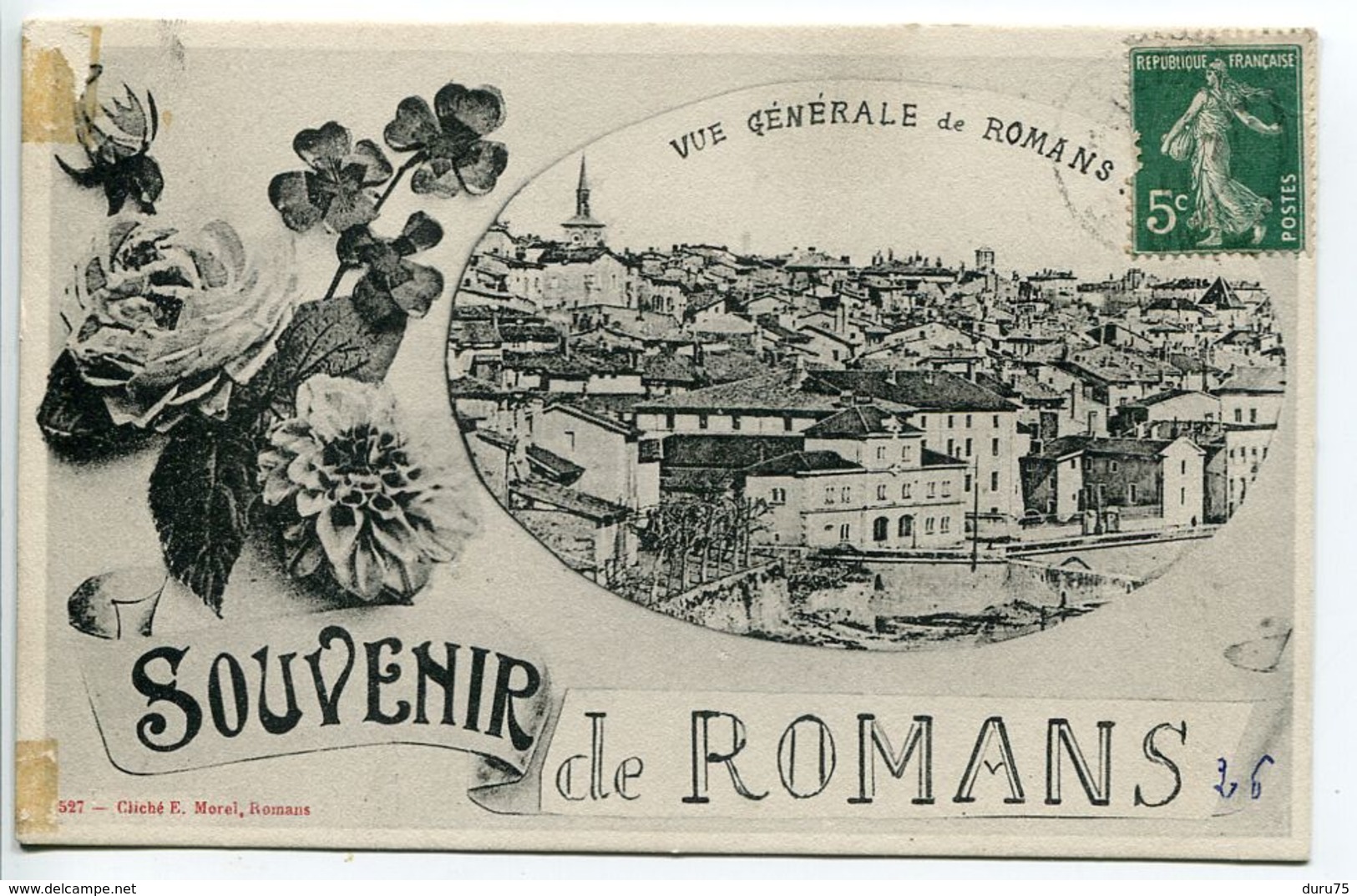 CPA - Souvenir De ROMANS Vue Générale Et Fleurs - Romans Sur Isere