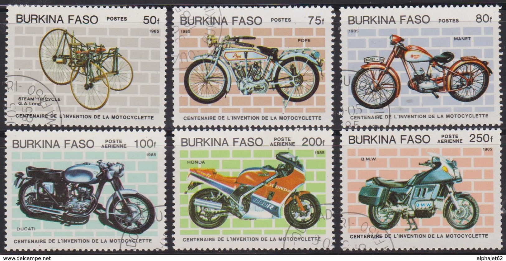 Transports - BURKINA FASO - Centenaire De L'invention De La Motocyclette - N° 653 à 655 + PA 290-292-293 - 1985 - Burkina Faso (1984-...)