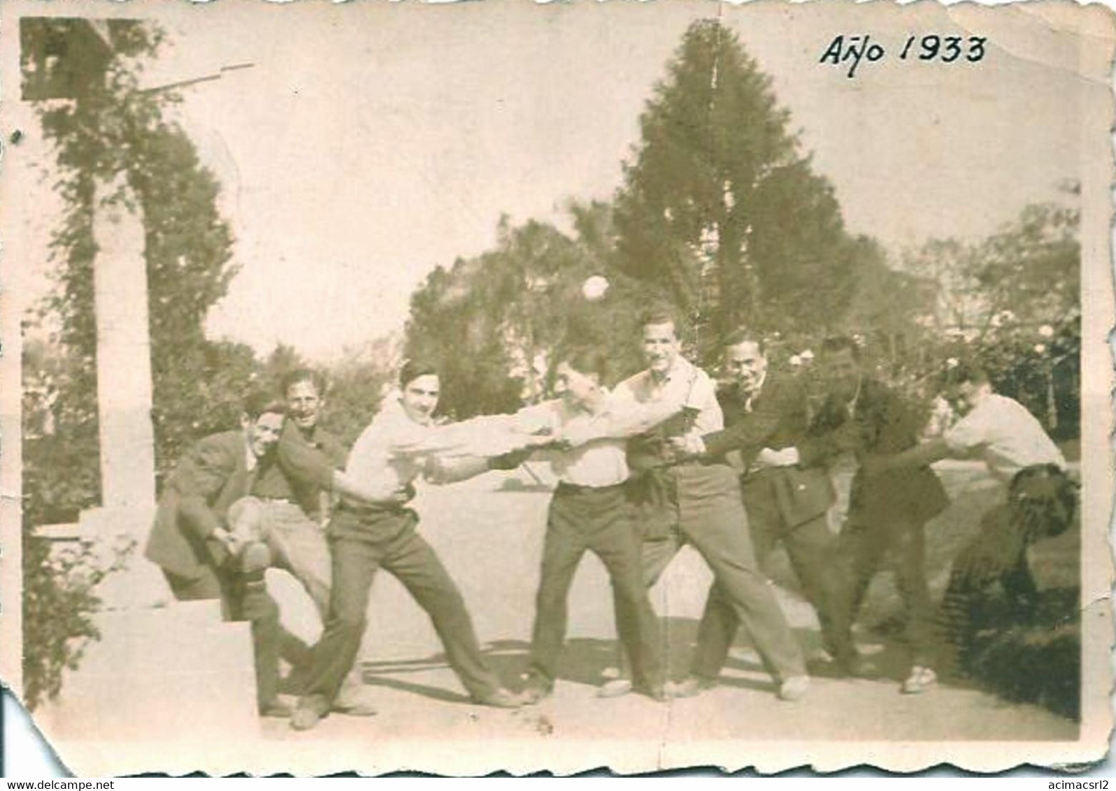 X726 - Young Men And Teen Boys Pulling The Rope Funny Playing - Photo 8x6cm 1933 - Personas Anónimos