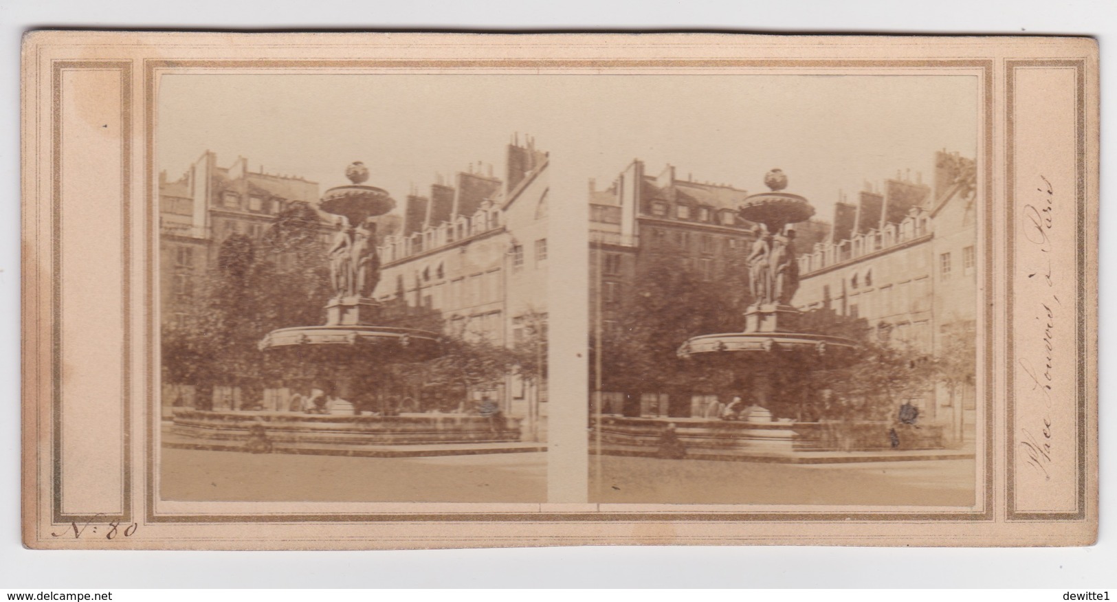 Stereoscopische Kaart.  :PARIS.  Place Louvois - Cartoline Stereoscopiche