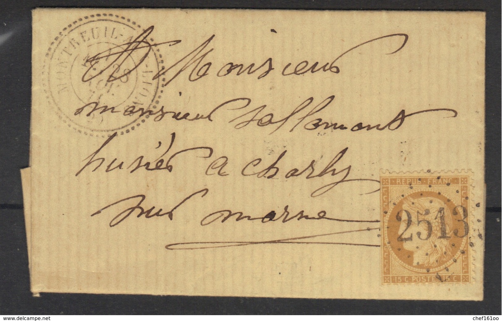 Montreuil-aux-Lions (Aisne) : GC 2513, Càd Type 24 Sur LAC, Cérès N°59, 1871. - 1849-1876: Période Classique