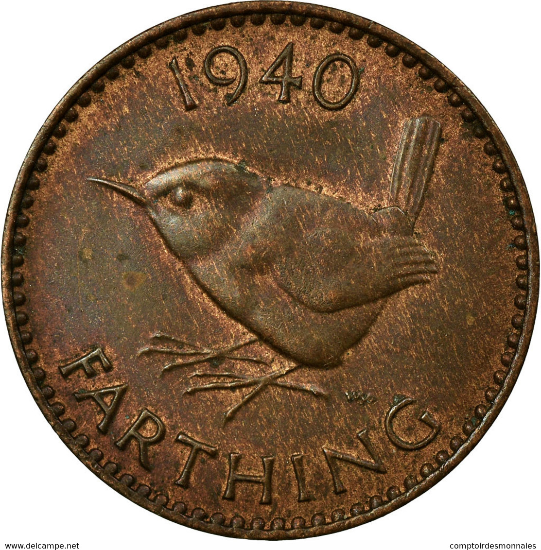 Monnaie, Grande-Bretagne, George VI, Farthing, 1940, TTB, Bronze, KM:843 - B. 1 Farthing