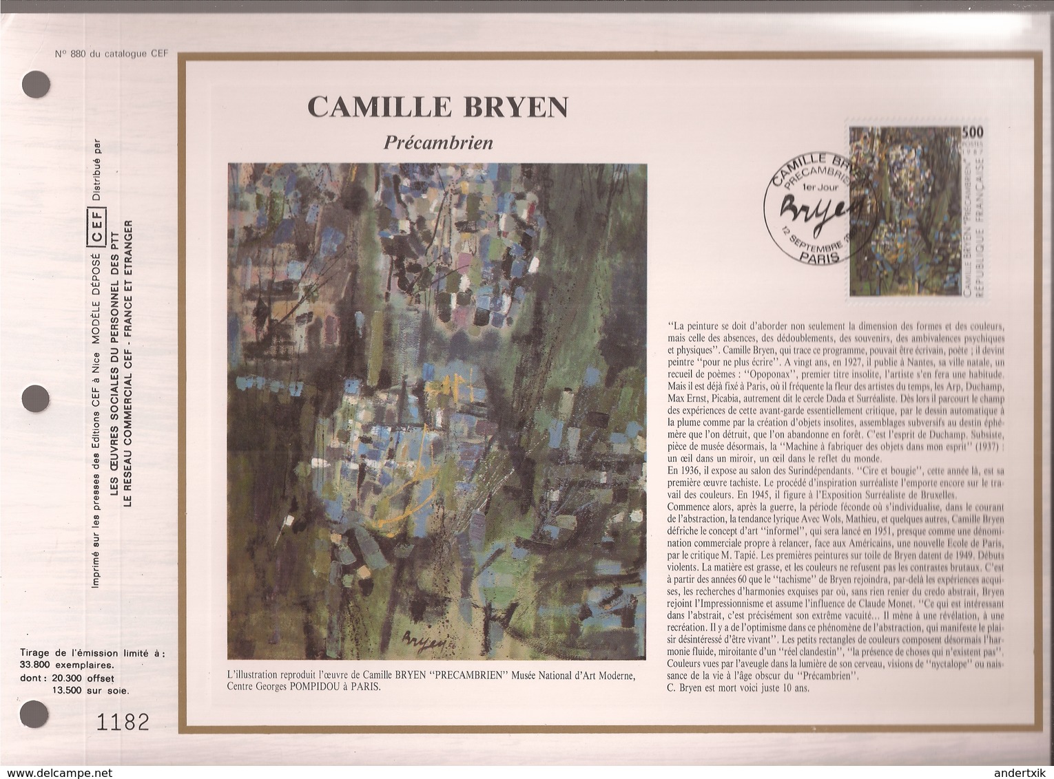 Francia, Obliterations,1987, Camille Bryen - 1964-1988