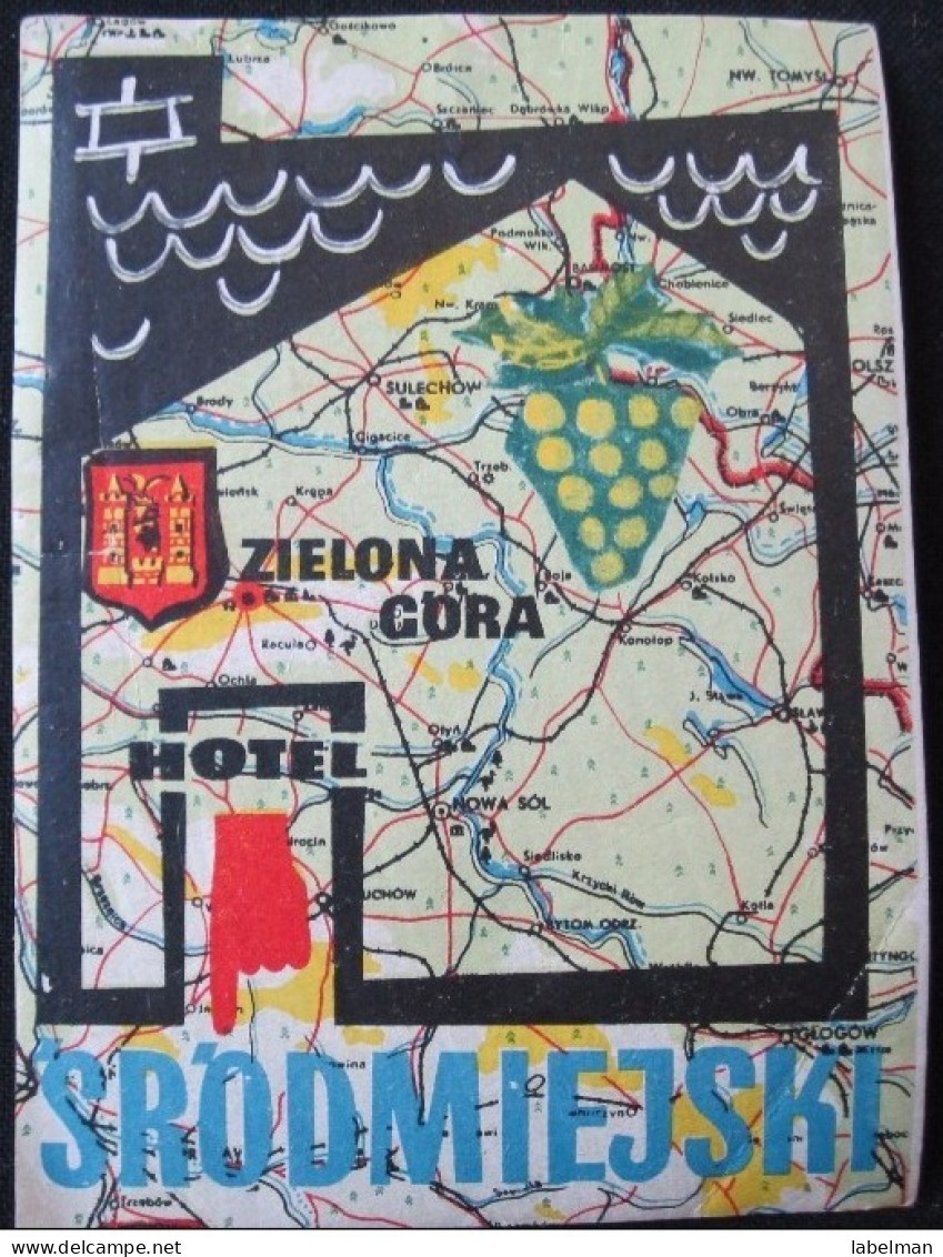 HOTEL ORBIS PENSION MOTEL INN SPA MAP ZIELONA GORA POLSKA POLAND TAG LUGGAGE LABEL ETIQUETTE AUFKLEBER DECAL STICKER CP - Etiketten Van Hotels