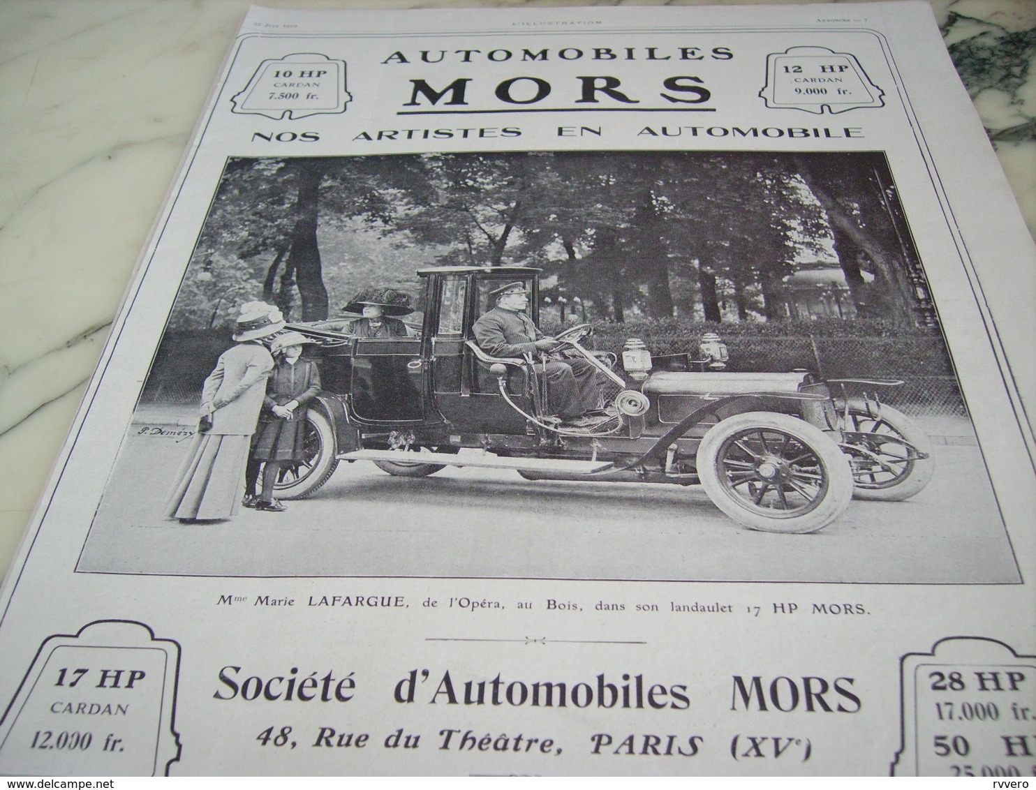 ANCIENNE PUBLICITE AUTOMOBILE  MORS ET LAFARGUE MARIE 1910 - Voitures