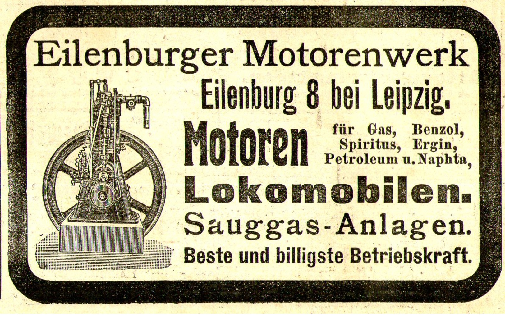 Original-Werbung/ Anzeige 1910 - EILENBURGER MOTORENWERK - EILENBURG  - Ca. 100 X 60 Mm - Publicités