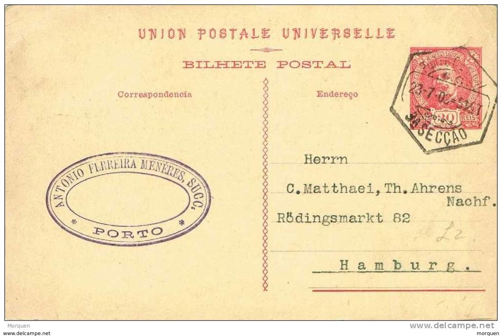 32022. Entero Postal PORTO (Portugal) 1909,  20 Reis U.P.U. - Postal Stationery